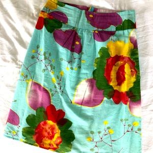 High waisted floral A-line skirt with pockets